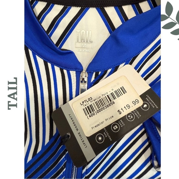 Tail UPF 50+ Sleeveless Golf Top in Modern Stripe Design Blue & White Medium - Picture 9 of 10